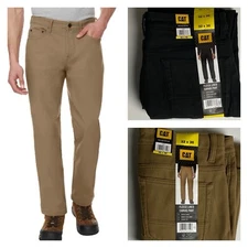 CAT Caterpillar Fleece Lined Canvas Pants Work Insulated Men Flex Utility New