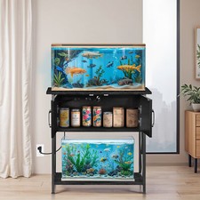Fish Tank Stand w/ Charging Station Metal Frame Aquarium Stand for Home Office