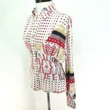 DIESEL Button Up Shirt Floral Geometric Stripe Multicolor Blouse Women's S EUC!