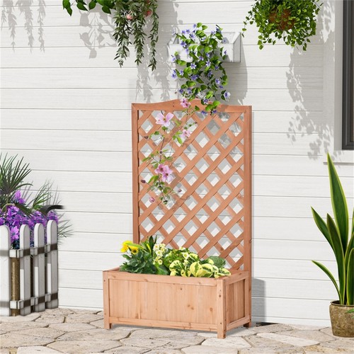 Wooden Planter Flower Shelf Rustic Wood Plant Box for Home Garden Decor