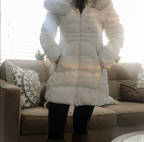 Faux-Fur-Trim Hooded Puffer Coat 
