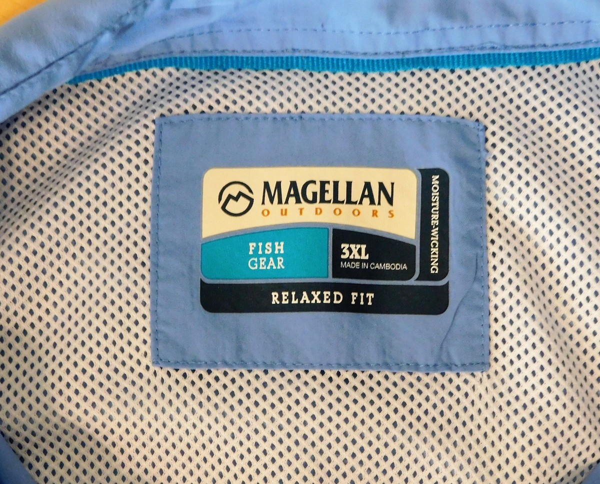 Chemise Magellan Fish Gear Homme 3XL – Bleu Manches Longues – Pêche Outdoor