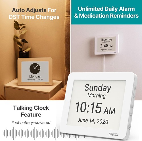 8-Inch Digital Clock for Seniors - Custom Voice Alarms, Modern Design - Picture 5 of 11