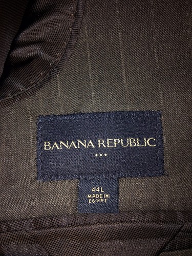 Banana Republic Men 44L Brown Striped Polyester Blend Two Piece Suit Pants 35x32 - Picture 14 of 19