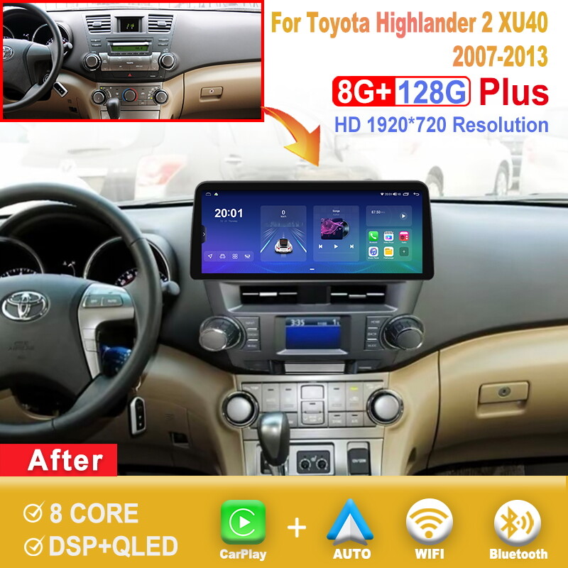 12.3 inch Screen Android Car Radio For Toyota Highlander 2 XU40