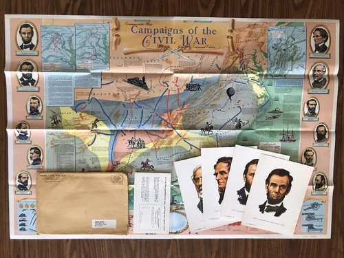 Parade Magazine 1961 Civil War Centennial Map, Original Envelope, Prints, Ad