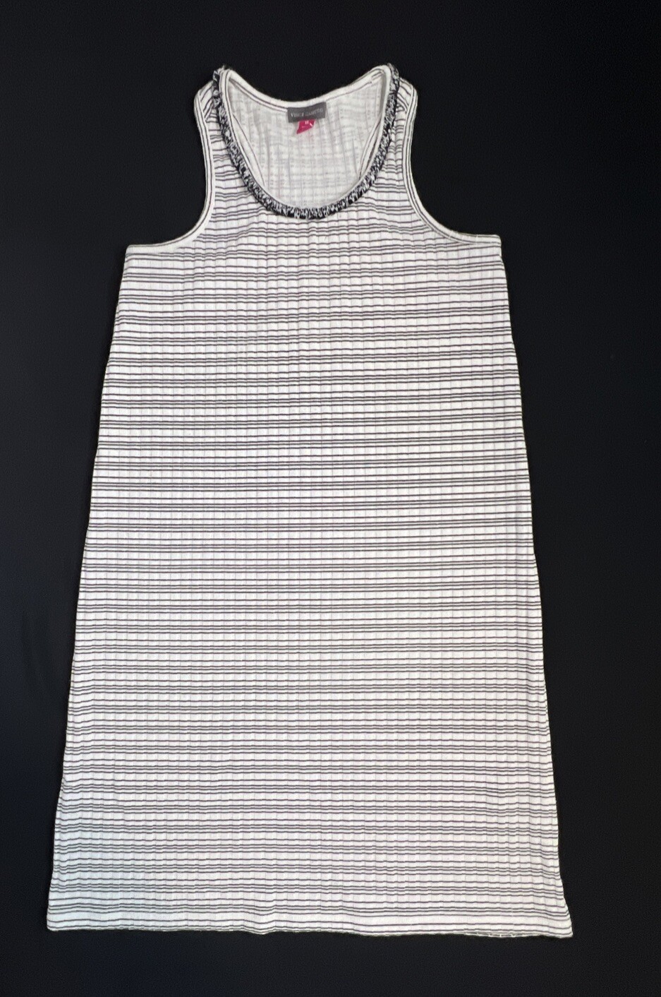 Vince Camuto Womens Size XS Racerback Tank Dress Black & White Horizontal Stripe