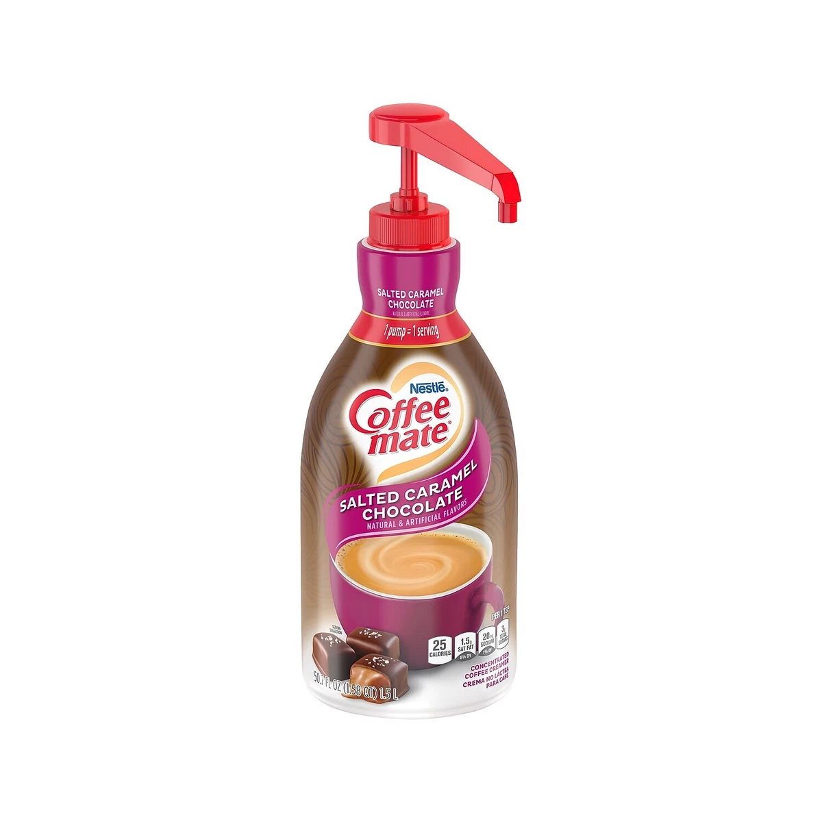Coffee mate Liquid Creamer Pump Bottle Salted Caramel Chocolate