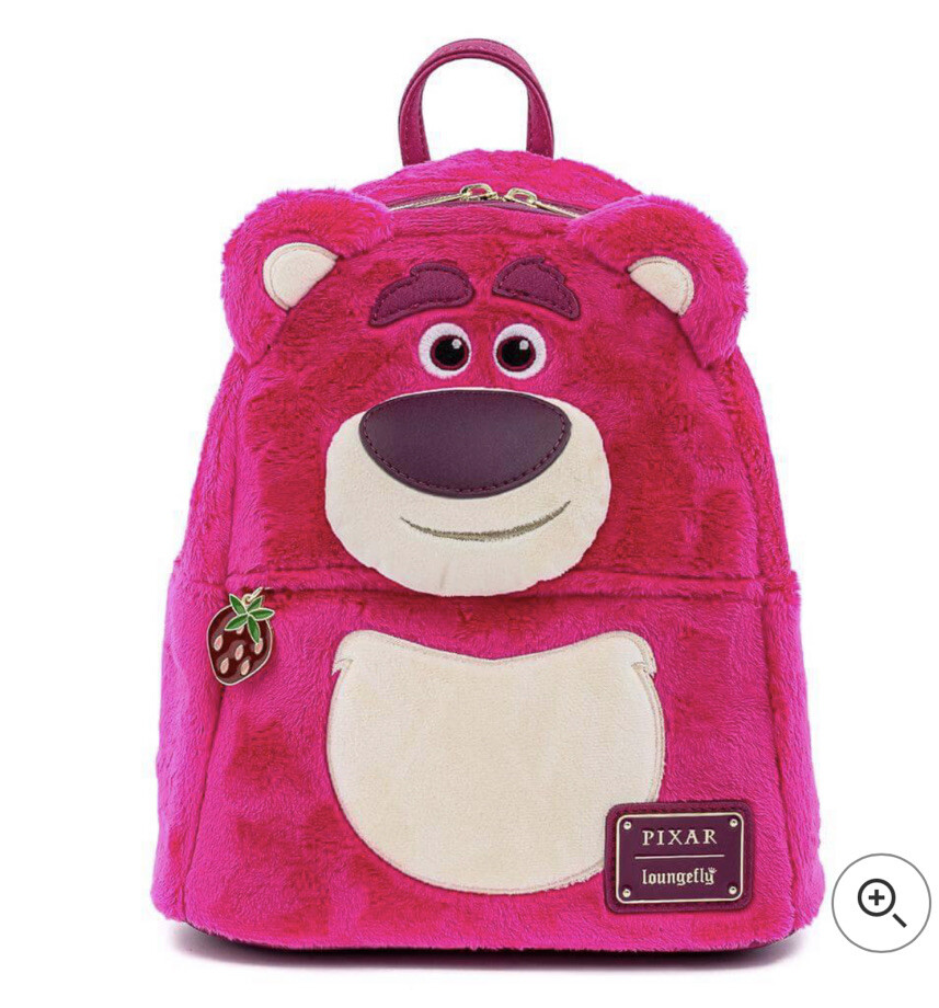 disney pixar:lotso cosplay sherpa mini backpack Loungefly Pixar Lotso The Line Jumper its the perfect pick for Toy Story fans who love a little mischief with their fashion! The Lotso Pastel @loungefly collection