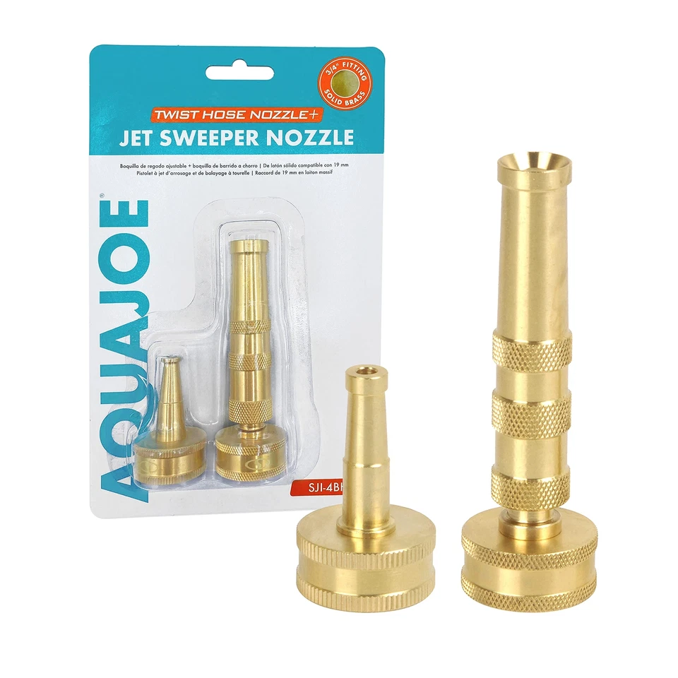 Aqua Joe SJI-4BHNC Solid Brass Nozzle Heavy Duty Adjustable Twist (Refurbished)