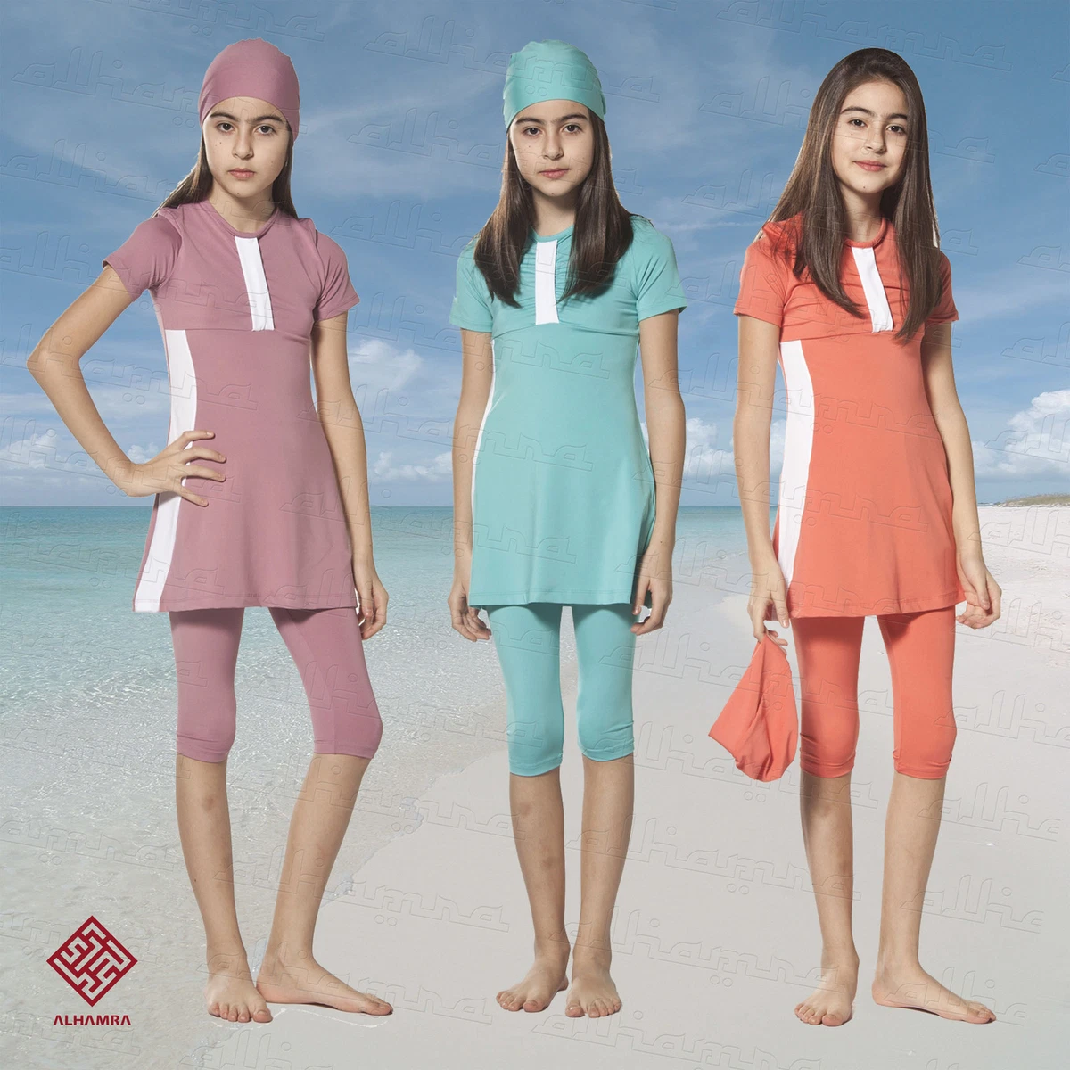 AlHamra Girl Burkini Capri Modest Swimwear Burqini Kids Swimsuit