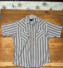 VTG PLAINS Western Wear, Pearl Snap Cowboy Shirt, Short Sleeve, Men's Size XL