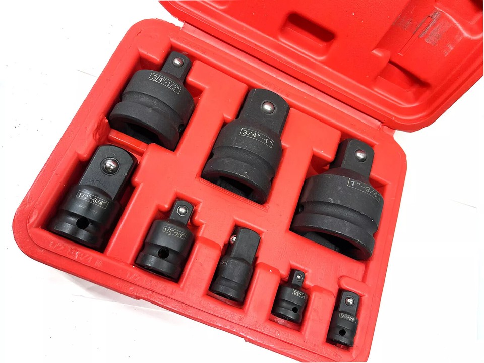 8Pcs Impact Socket Reducer Adapter Set Convertor Adaptors 1/4