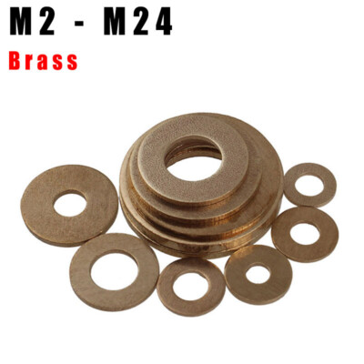 #ad M2 M2.5 M3 M4 M5 M6 M8 M10 M12 M14 M16 M18 M20 M22 M24 Brass Flat Washer Washers $3.96