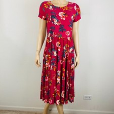 Ann Taylor Loft Dress Women's Size 4 Rose Pink Floral Print Midi / Knee Length