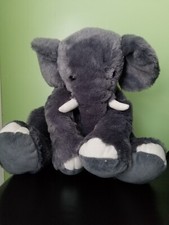 Toys R Us Elephant Plush Dark Grey Stuffed Animal Toy Soft Floppy 18"