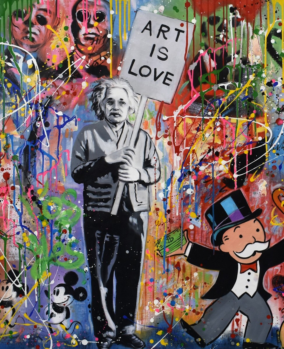 SINTEK Graffiti-Inspired Pop Art Mixed Media Painting 