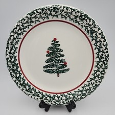 FURIO Spongeware Christmas Tree 10.25 Inch Replacement Dinner Plate Italy