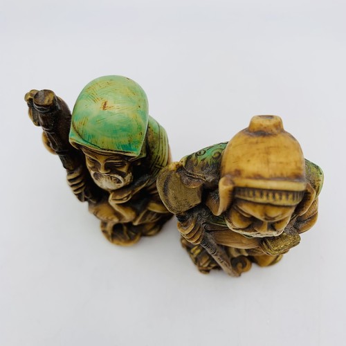 Guan Gong Warrior God & Shou Xing Resin Statues Figurine Set Resin Vintage 3” - Picture 5 of 22