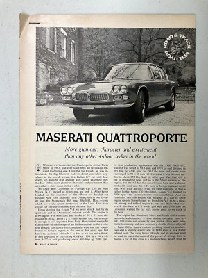 M008 Maserati Road Test 1968 Maserati Quattroporte 4 pages April 1968