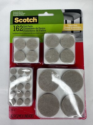 3M Scotch 162 PCS Adhesive Felt Pad SP845-NA, Protecting Hardwood Floors, Beige 