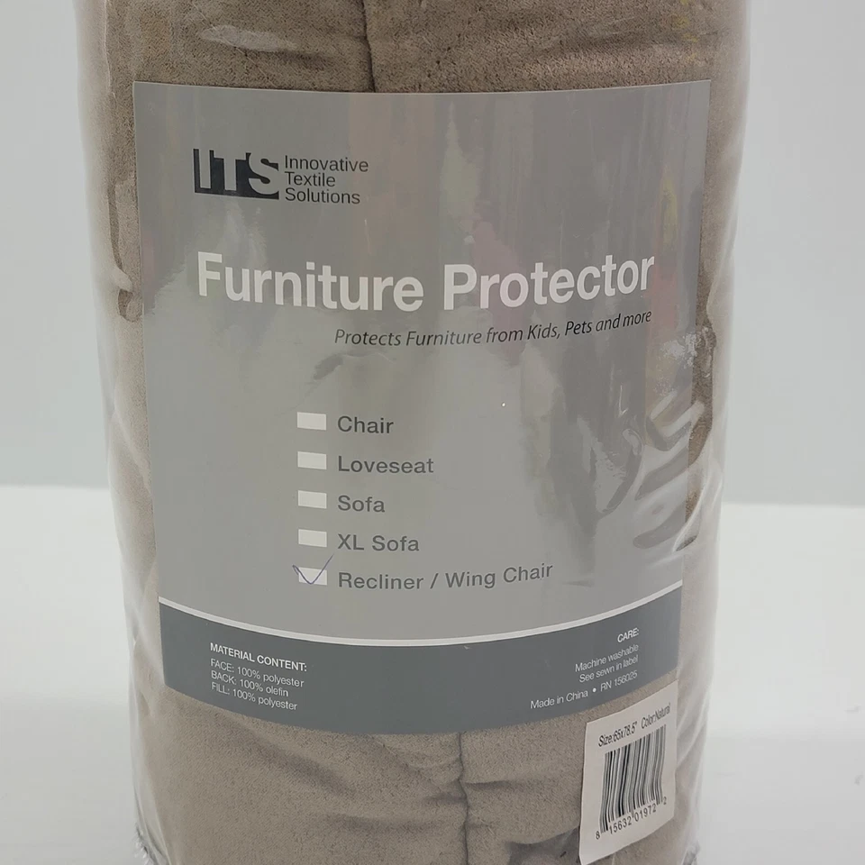 Ultimate Furniture 躺椅保护膜天然 100% 绗缝聚酯纤维 65 英寸 - 78.5 — 第 3/4 张图片