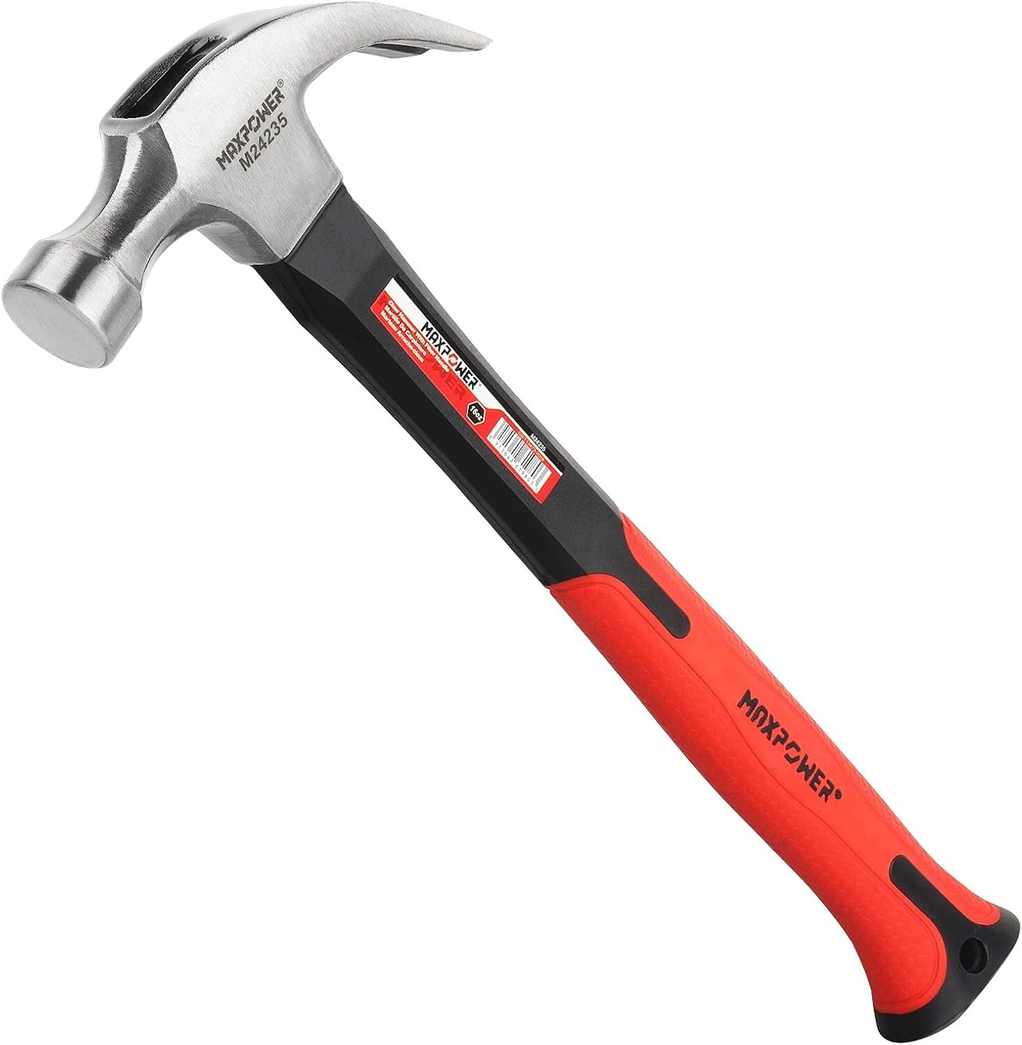 MAXPOWER 16oz Claw Hammer Fibreglass Handle