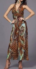 Women's Animal Print Maxi Dress Brand New Multi-colored Boho Dress