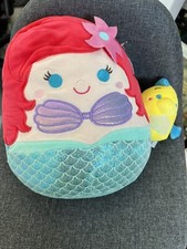 Kelly Toys Disney Squishmallows 10" Ariel  4"flounder Soft Plush Pair BNWT