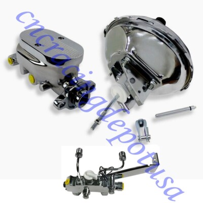 Chevelle 11'' Power Brake Chrome Booster Master Cylinder Disc Disc Prop Valve Kit