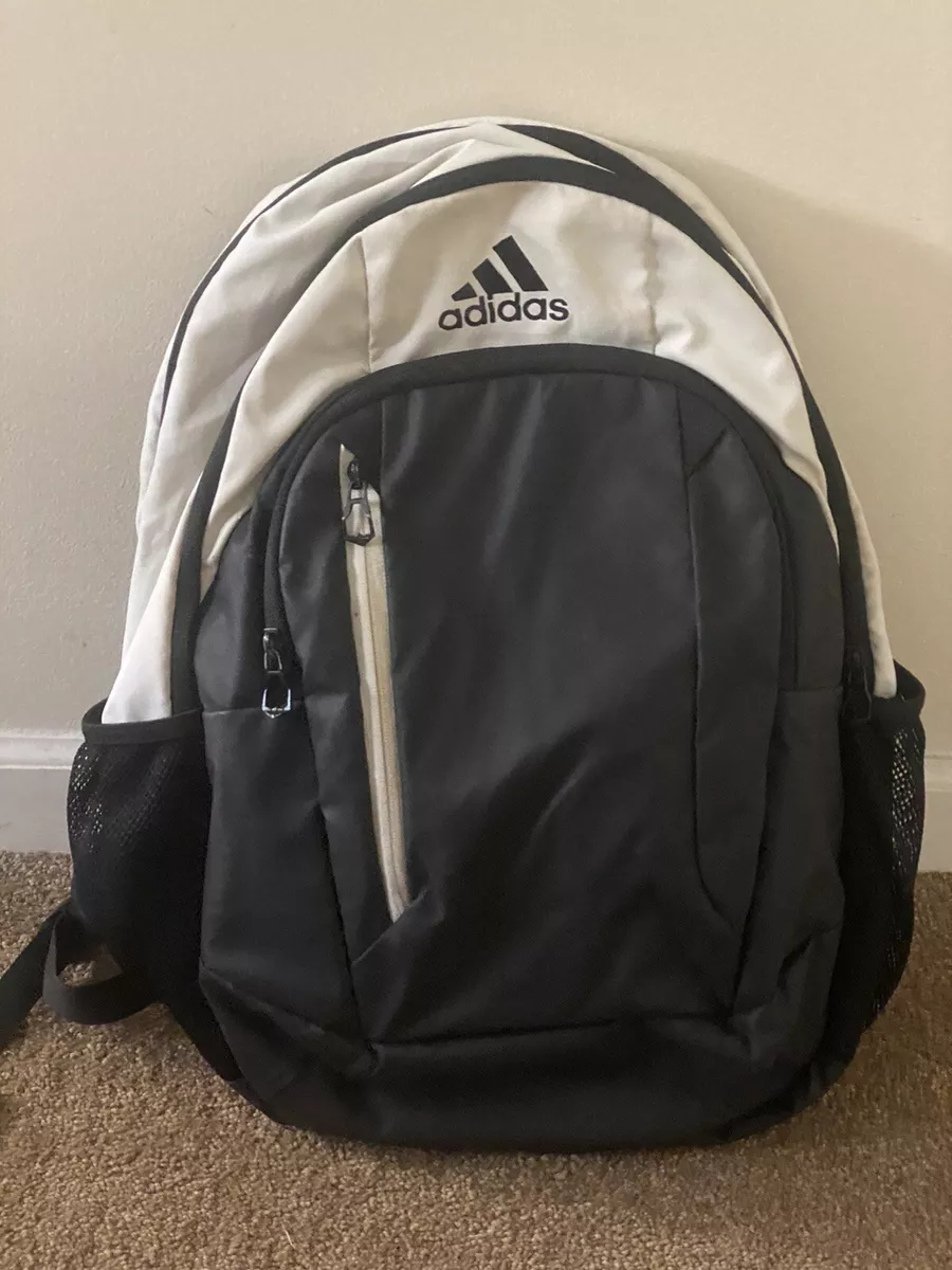 Adidas Black & White Backpack Book Bag RN#90288 with Load Spring Straps