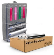 Ziplock Food Storage Bag Organizer for Kitchen Drawer or Wall - 7 Sections 