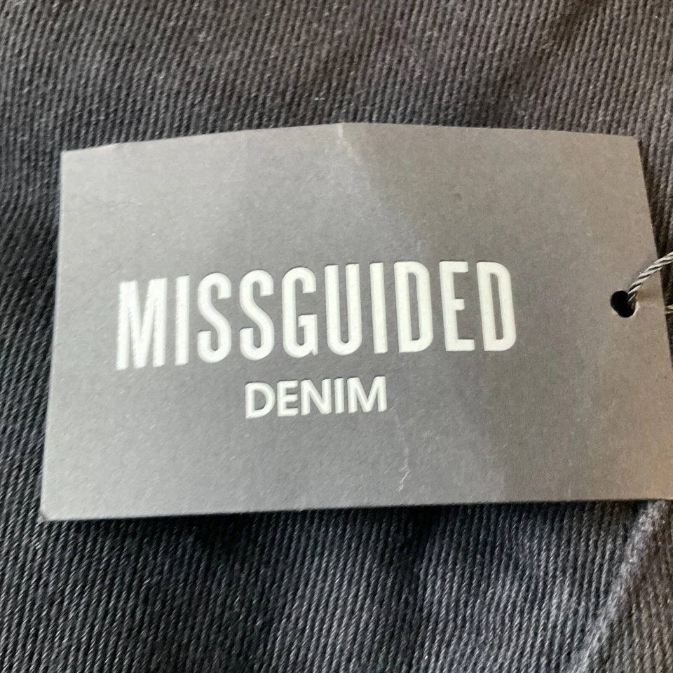 Missguided Denim Shorts Women Size 4 Black Distressed Extreme Rip Hem High Waist - Изображение 3 из 4