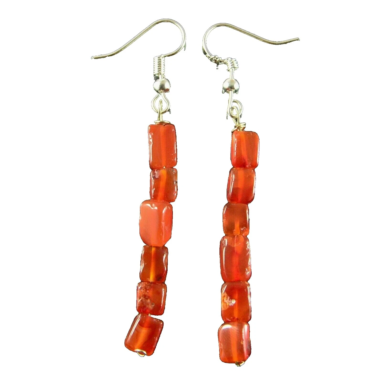 Chapado En Plata Cornalina Pendientes hechos a mano