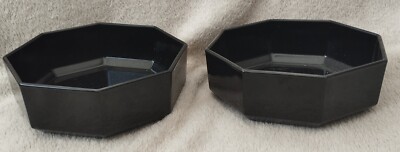 ancien Plat noir arcoroc verre trempe Octime Octogonal Vintage Années