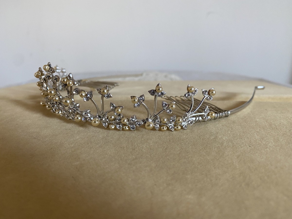 Paris By Debra Moreland Bridal Tiara Crown Ivory Pearl 