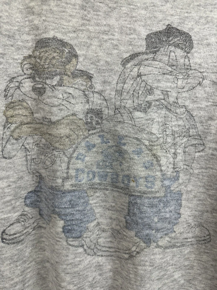 VTG 80s Looney Tunes Taz Dallas Cowboys NFL Paper Thin Burnout Sweatshirt XL - Image 3 of 4