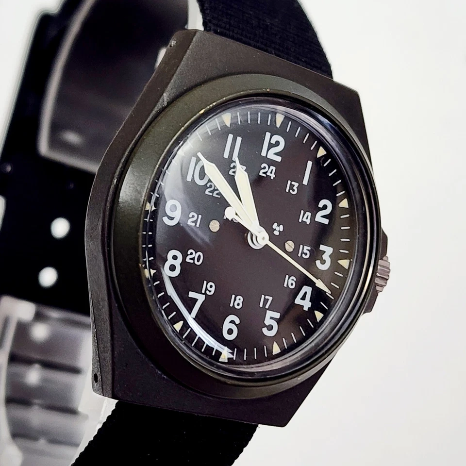 Мужские винтажные военные часы G2U 1988 STOCKER YALE MILW46374 с ручным заводом среднего размера - Изображение 4 из 4