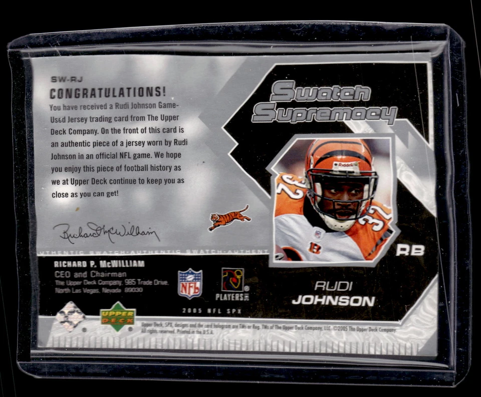 2005 SPx #SW-RJ Rudi Johnson Swatch Supremacy - Image 2 of 2