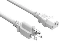 Universal Power Cord (IEC320 C13 to NEMA 5-15P), White - 1 / 2 / 3 / 4 / 6 ft