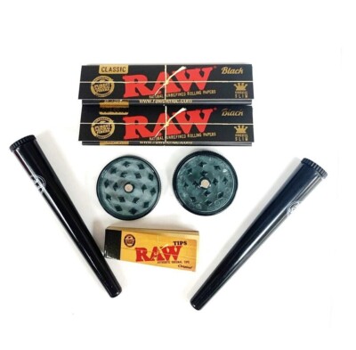 Raw Rolling Papers and Tips Kegelhalter Brecher Rolling Set Konvolut Geschenk