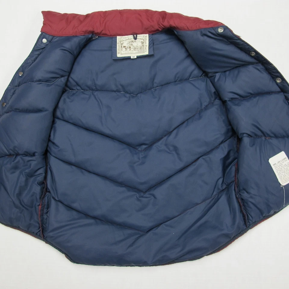 Vintage William Barry Brandon Colorado M Down Puffer Vest Maroon Gray USA Made - Image 3 of 4