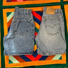Lot of 2 Vintage Junior Womens Size 5 Jean Shorts Levis Arizona Denim Blue Jorts