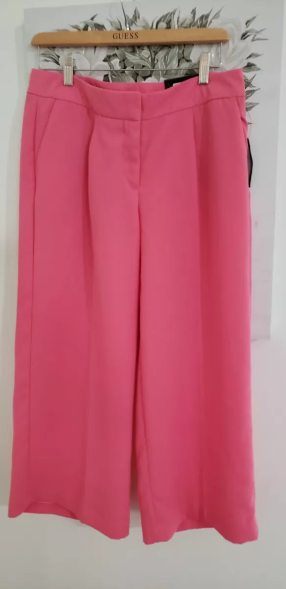 Worthington Wide Leg Crop Barbie Pink Trouser Pants Womens Size 8 NWT