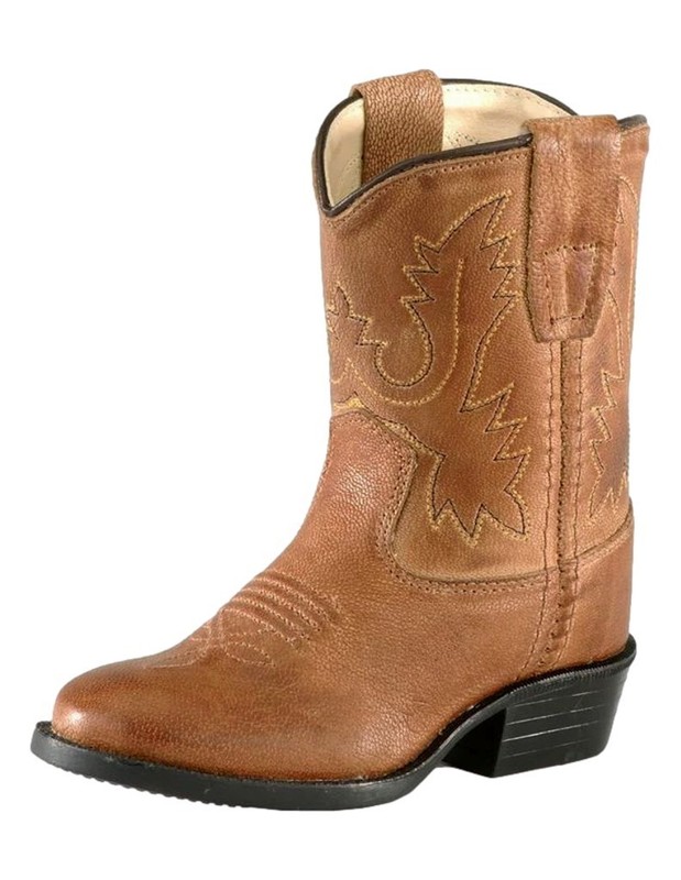 Old West Western Boots Boys Leather PVC 7.5 Infant Tan Canyon 3129 CLEARANCE