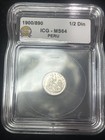 SASA 1900/890 Silver Peru 1/2 Dinero ICG Ms64 Blast White — photo 1