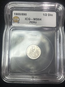 SASA 1900/890 Silver Peru 1/2 Dinero ICG Ms64 Blast White