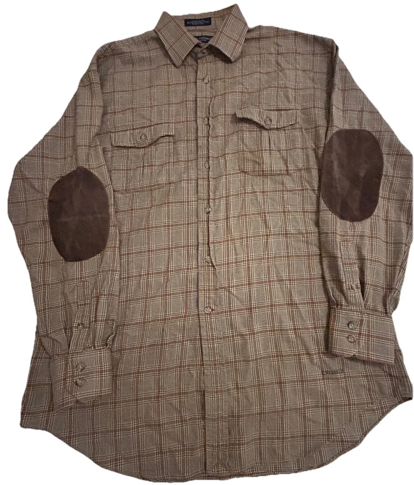 Coleção Daniel Cremieux Masculina Grande Marrom Xadrez Flanela Algodão Cotovelo Patches - Imagem 2 de 4
