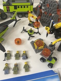 LEGO City Volcano Explorers LOT of 2 Sets Volcano Base 60124 & Helicopter 60123