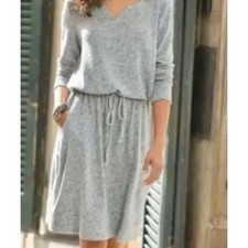 Soft Surroundings Gray Marled Knit Tie Waist Long Sleeve Dress Size S